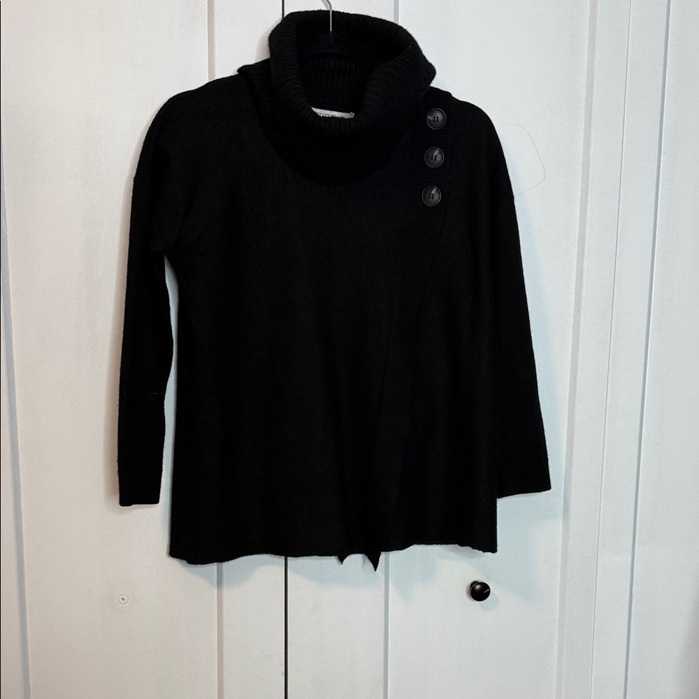 Ellen Tracy Black Cowl Neck Sweater 100% Merino wool medium